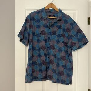 Vineyard Vines Cabana Shirt Mens XL Blue Floral Short Sleeve Island Life Pocket